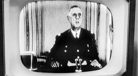 De Gaulle lors d'une allocution télévisée le 29 janvier 1960. AFP/ UPI
