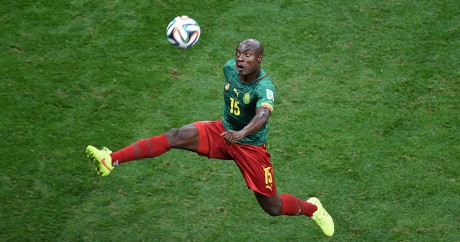 Le joueur camerounais Pierre Achille Webo lors de la Coupe du monde 2014 au Brésil. EVARISTO SA / AFP 