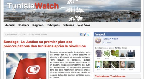 Capture d'écran du site Tunisia Watch, le 27 avril 2011.