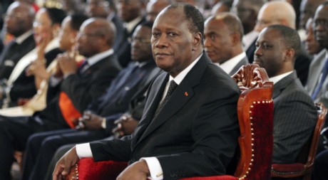 Alassane Ouattara à la cérémonie de prestation de serment, à Abidjan, le 6 mai 2011. REUTERS/Luc Gnago