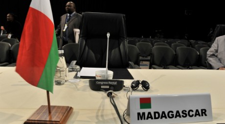 Le siège vide de Madagascar à la SADC, Johannesburg, 12 juin 2011. AFP PHOTOS/ALEXANDER JOE