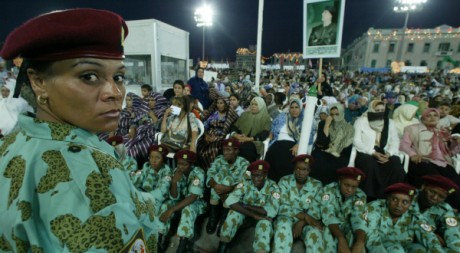Les amazones de Mouammar Kadhafi lors du 30ème anniversaire de la révolution libyenne.AFP/RAMZI HAIDAR