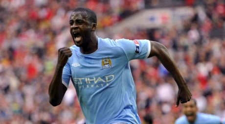 Yaya Touré célèbre son but qui offre la victoire à Manchester City en finale de FA Cup. REUTERS/Toby Melville