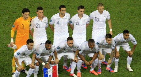 L'équipe de France avant les quarts de finale face à l'Espagne, Euro 2012. © REUTERS/Yves Herman