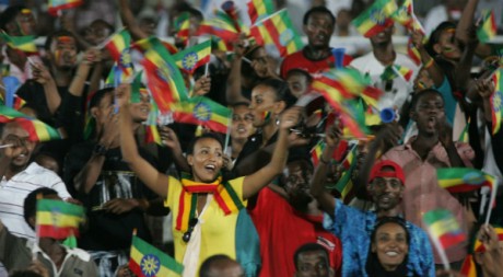 Des supporters de l'équipe de football éthiopienne lors des qualifications pour la CAN, le 8 septembre 2012. AFP/Ebrahim Hamid