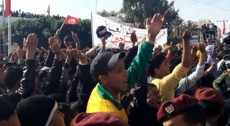 Des manifestants à Saidi Bouzid, le 17 décembre 2012. © Haythem Abidi, tous droits réservés.