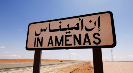 Panneau de la ville d'In Amenas au sud-est de l'Algérie. KJETIL ALSVIK / STATOIL / AFP