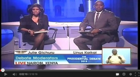 Capture d'écran du débat présidentiel sur le direct de la chaîne KTN en partenariat avec YouTube.