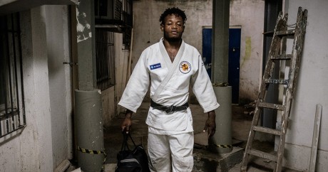Popole Misenga, judoka de République démocratique du Congo et réfugié au Brésil. YASUYOSHI CHIBA / AFP