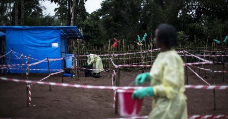 Un centre de quarantaine pour entraver l'avancée du virus à Muma dans l'est du Congo, le 13 juin 2017. JOHN WESSELS / AFP